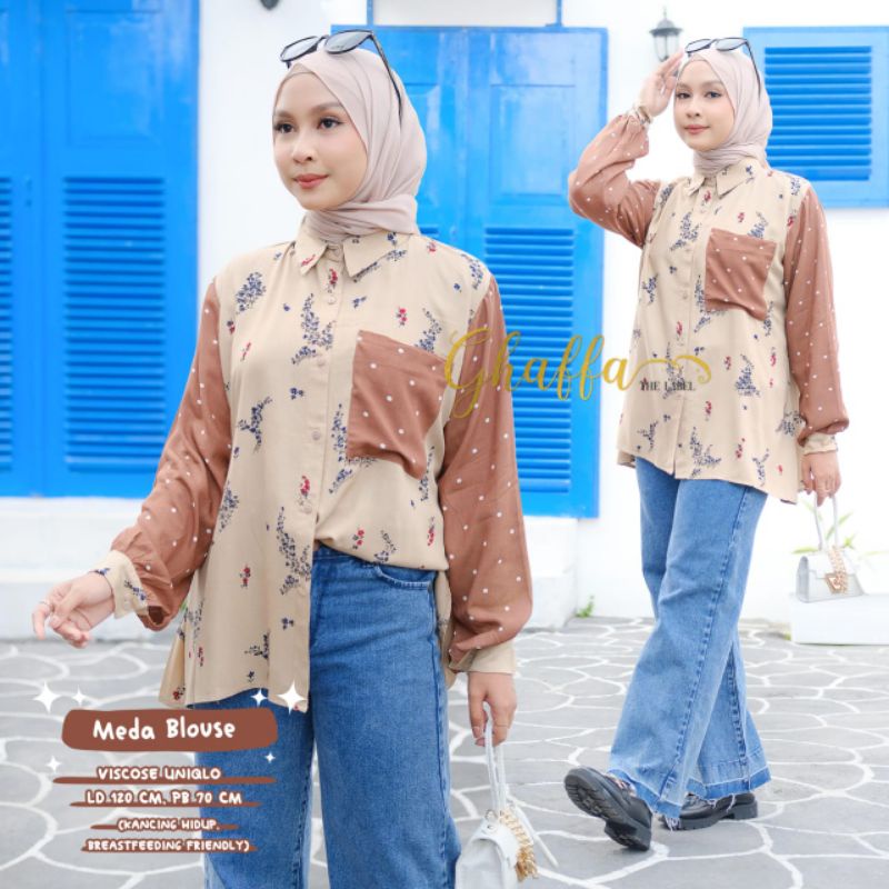 Meda blouse motif 2in1 by ghaffa the label