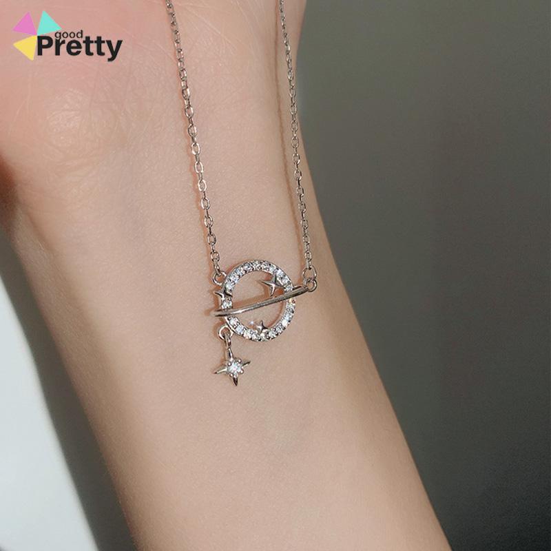 Planet Kalung Wanita Ringan Mewah Desain Niche Flash Diamond Temperamen Pacar Super Lembut - PD