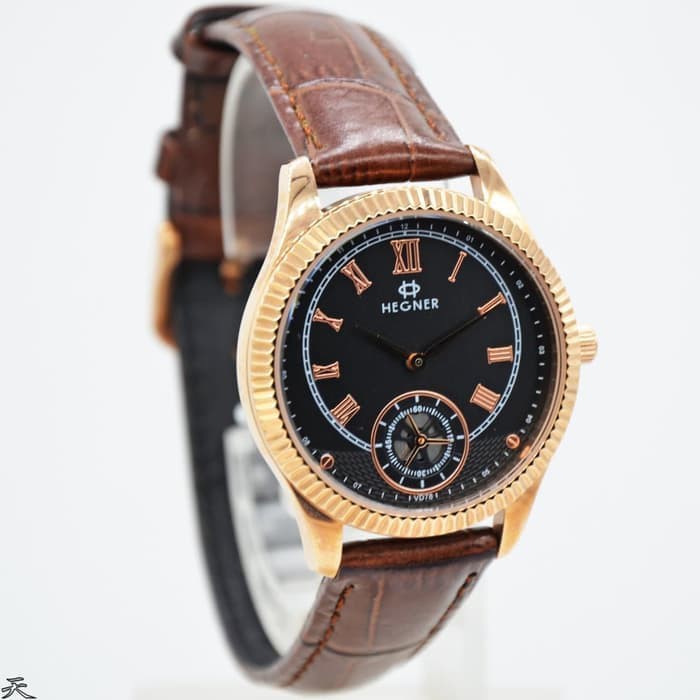 Jam Tangan Wanita Original Hegner 5046 Black Rose Gold