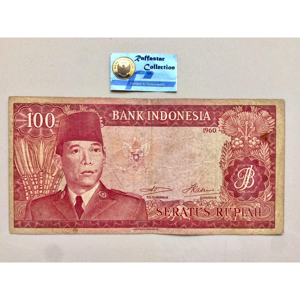 uang asli 100 soekarno 1960 VF