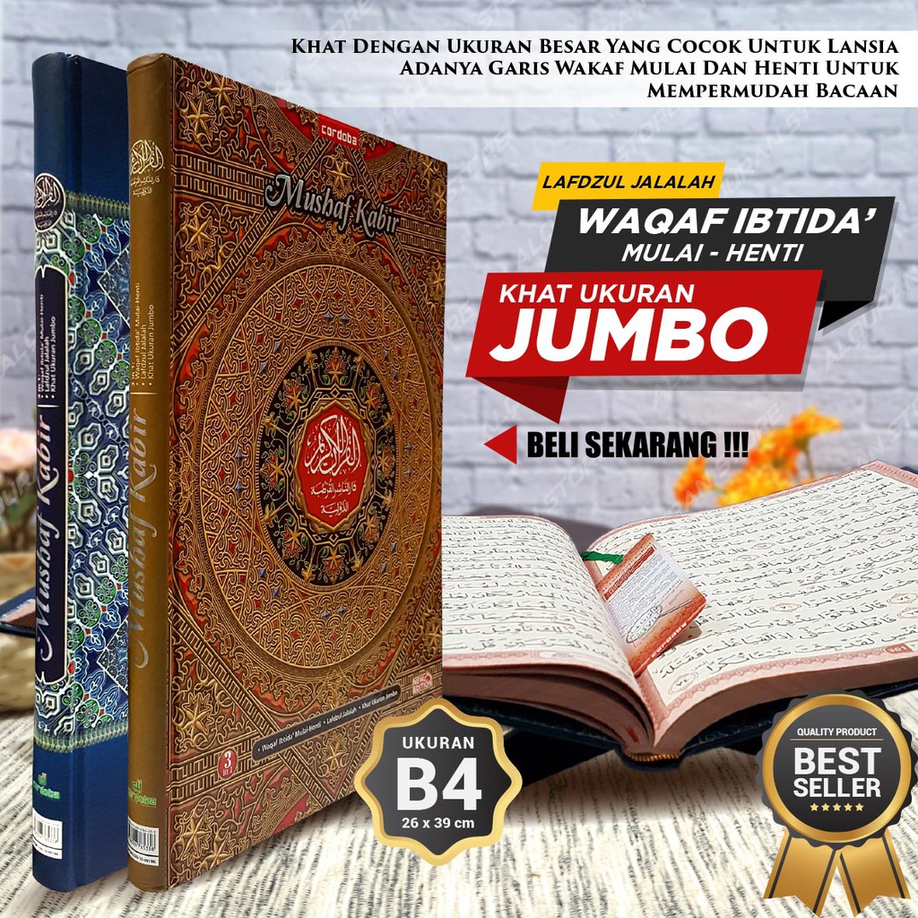 Mushaf Kabir Al quran Jumbo Besar 3 in 1 Waqaf Ibtida Cordoba Original Alquran Untuk Orang Tua