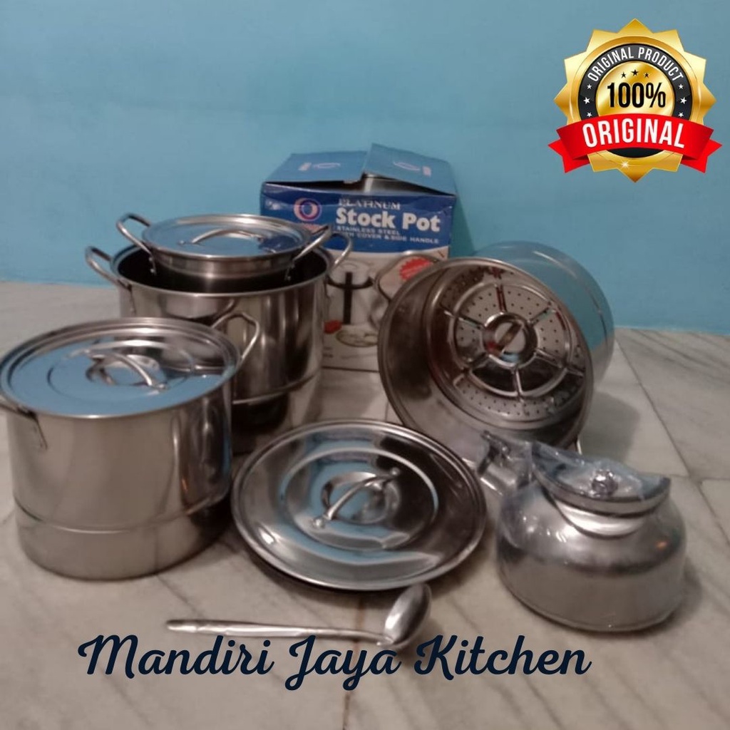 Panci Kukus/Dandang Stock Pot Stainless ONOKABE + Steamer 5 set