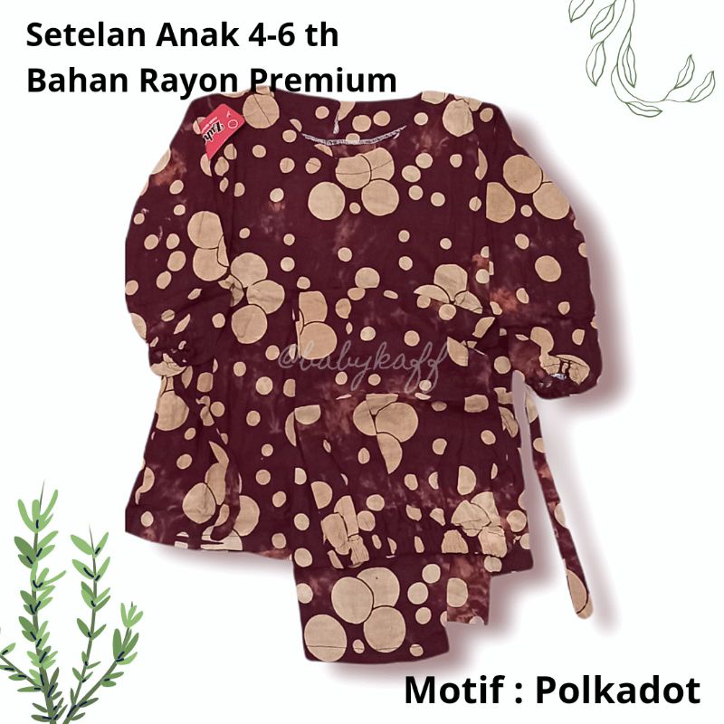 [TERMURAH] Setelan Anak Perempuan Batik Cewek Motif Polka 3 4 5 6 tahun Rayon Baju Anak PAUD TK Set 