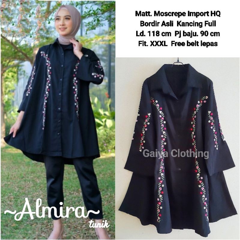 TUNIK JUMBO WANITA MOTIF BUNGA BORDIR - ALMIRA TUNIK