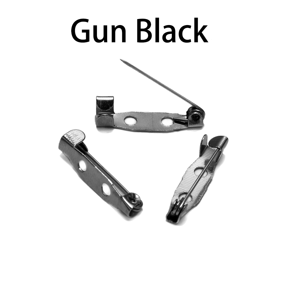 50pcs / Lot Pin Bros Kosong 15 20 25 30 35mm Warna Silver Untuk Membuat Perhiasan Diy-Gun Black