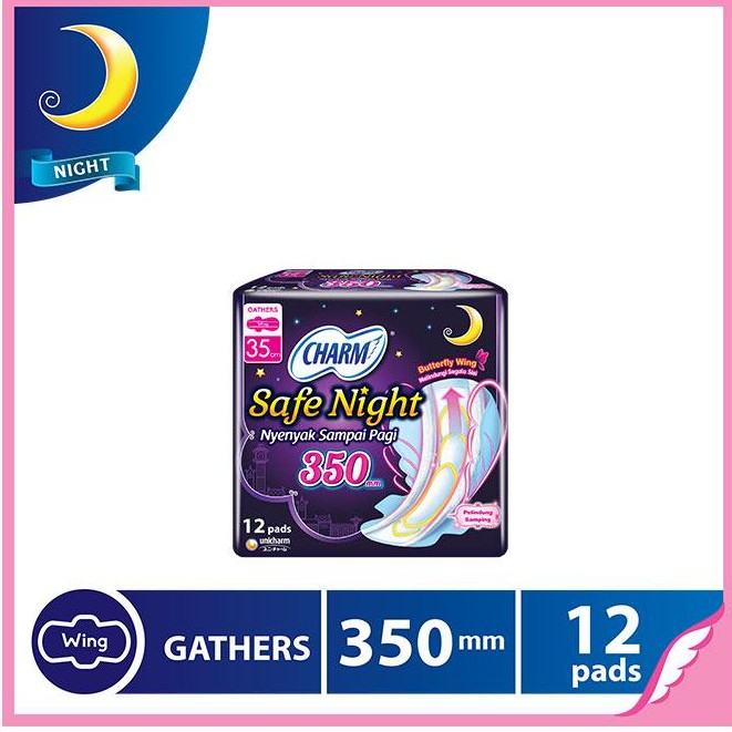 PEMBALUT Wanita Safe Night Butterfly Wing 35 cm Isi 12 CHARM - 35cm 350mm sayap