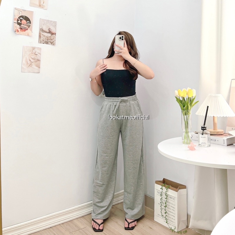 lookatmeofficial • Jolie Pants Cullote - Celana Kulot Babyterry - Celana Highwaist Panjang Kasual