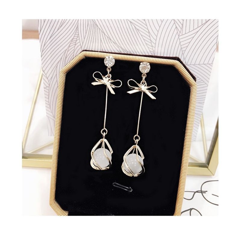 FerenHongXia Anting S925 gold/silver needle korean temperament simple high-end bow