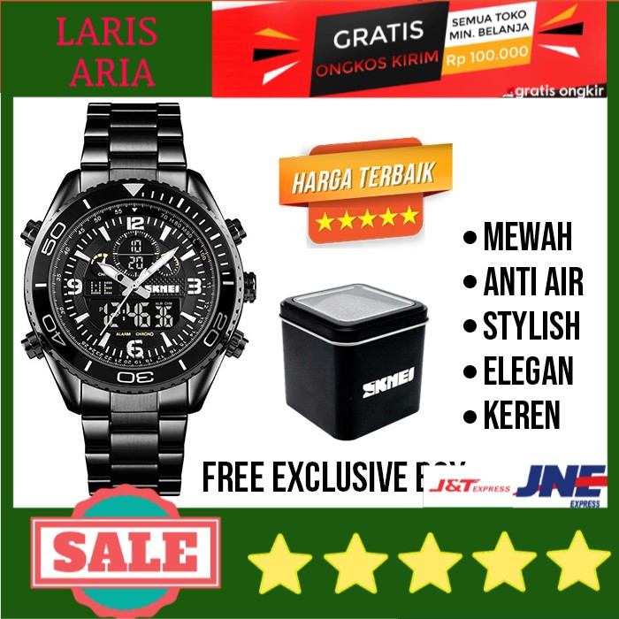 JAM TANGAN RANTAI ANALOG STAINLESS STEEL PRIA MODERN KUAT WATERPROOF ANTI AIR JAMTANGAN RANTE SKMEI