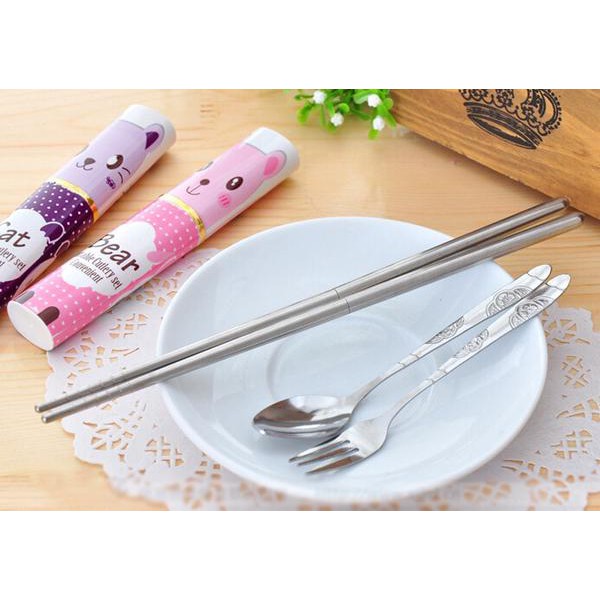 Serba Grosir Murah Sendok makan set traveling Garpu Sumpit Stainless steel portable