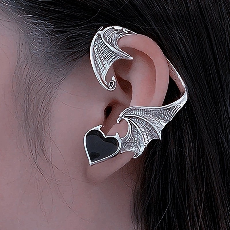 Anting Klip Tanpa Tindik Desain Ular Warna Silver Gaya Punk Untuk Wanita