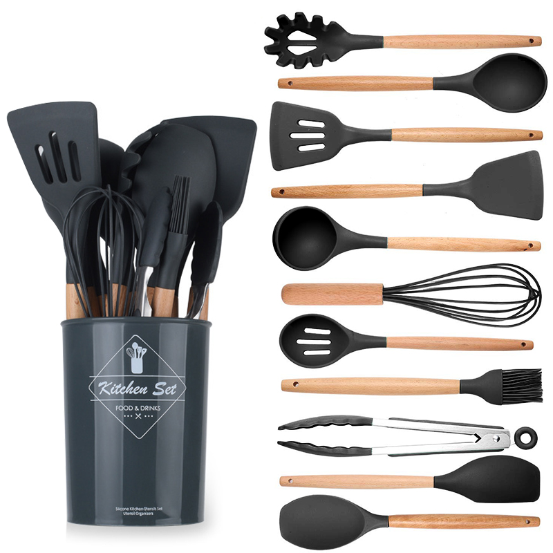 1PC Black Silicone Kitchenware Cookware Set Heat-resistant Kitchen Non