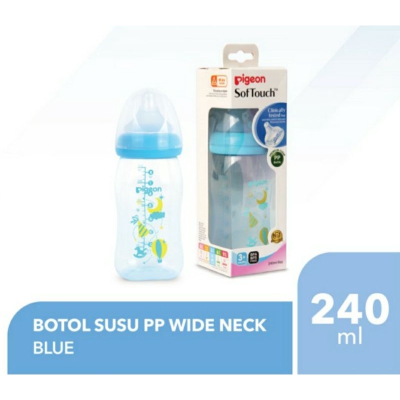 Pigeon Botol Susu PP Clear Wide Neck 160ml / Botol Susu Pigeon Wideneck 160ml 240ml Peristaltic Softtouch Pigeon / Botol Susu Pigeon Motif Bunga Pigeon Biru Pink