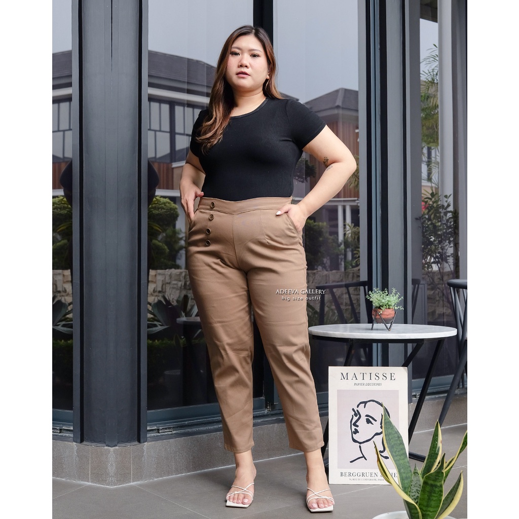 ADEEVA Comfi Pants Jumbo Celana Panjang Wanita Jumbo Katun Twill Stretch