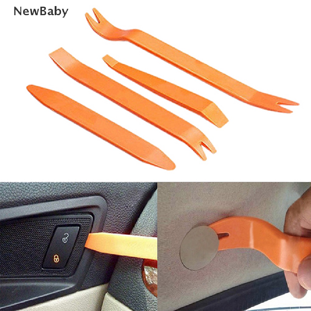 4pcs Alat Pembuka Kancing Klip Panel Trim Pintu Untuk Pemasangan Audio Mobil