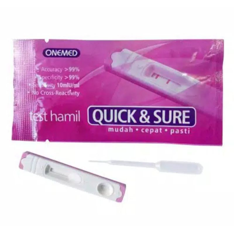 Testpack Quick &amp; Sure onemed -Tes Hamil Quick &amp; Sure onemed casette - test pack Quick &amp; Sure - hcg biru