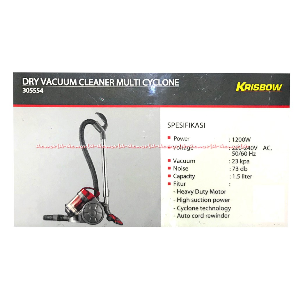 Krisbow Multi-Cyclone Vacuum Cleaner dengan kapasitas tangki debu 1.5 liter &amp; daya listrik 1000 watt