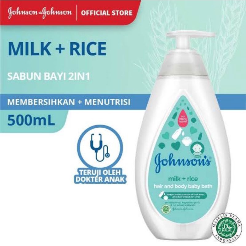 Johnson's Milk And Rice Hair &amp; Body Bath - Johnson Milk &amp; Rice Sabun Shampoo Bayi - Sabun Shampo Mandi Baby