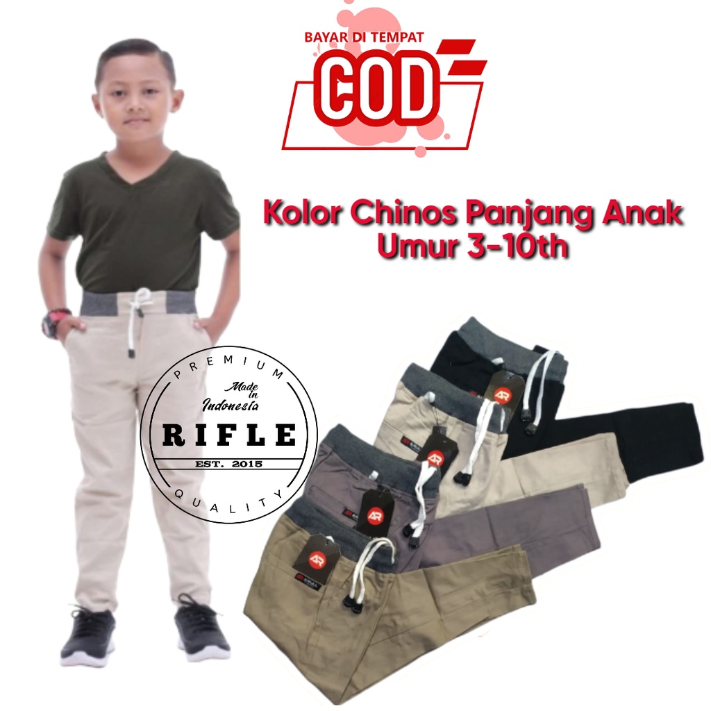 Celana panjang chinos anak model pinggan rip/kolor