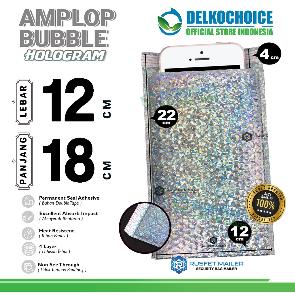 

Amplop Bubble Mailer HOLOGRAM 12x18cm Bubblewrap Envelope Packing Online Rusfet Premium / SATUAN