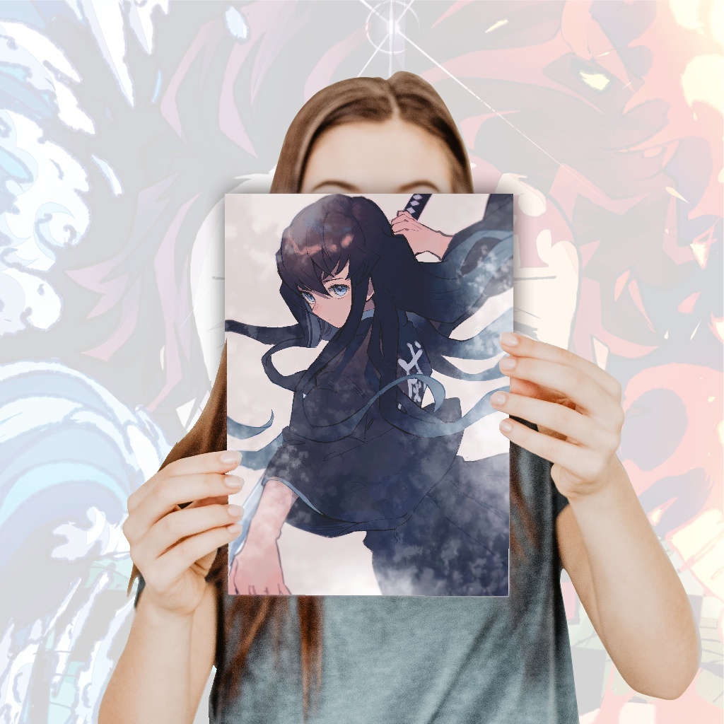 Poster Anime Kimetsu no Yaiba Demon Slayer Nezuko Tanjiro Zenitsu Giyuu Tomioka Inosuke - Size A4+-20 Muichiro