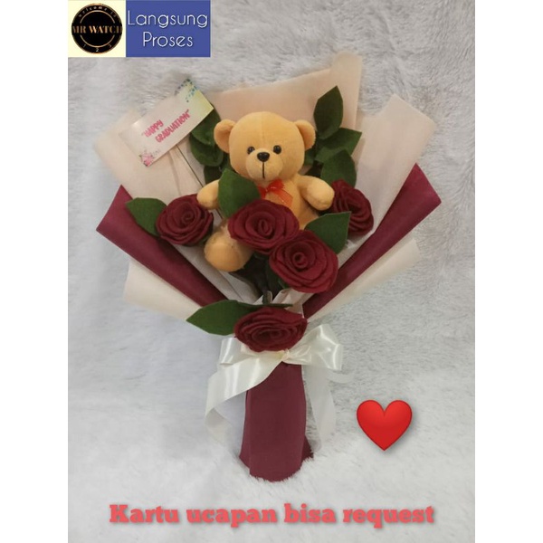 BUCKET BUNGA BONEKA UNTUK KADO ULANG TAHUN ANNIVERSARY WISUDA