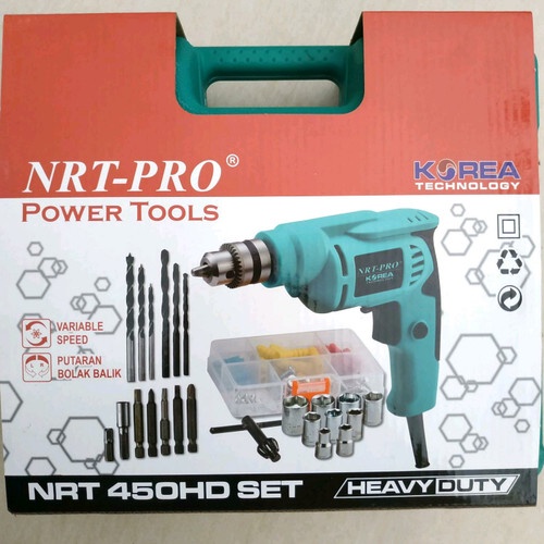 NRT-PRO KOPER 450 HD SET Mesin Bor 10 mm - Besi Kayu Variabel Speed