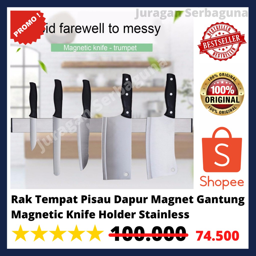 Rak Tempat Pisau Dapur Magnet Gantung Magnetic Knife Holder Stainless