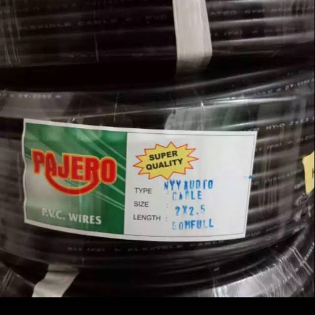Kabel listrik 2x2,5 hitam kabel serabut kabel hitam rambut pajero 2x 2 .5 rol 50 meter