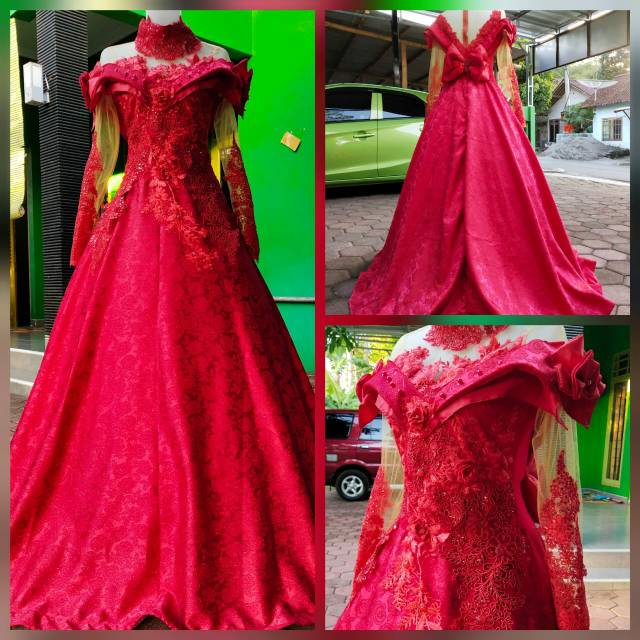 baju singer/baju penyanyi/baju wedding/baju pesta/merah pita pita