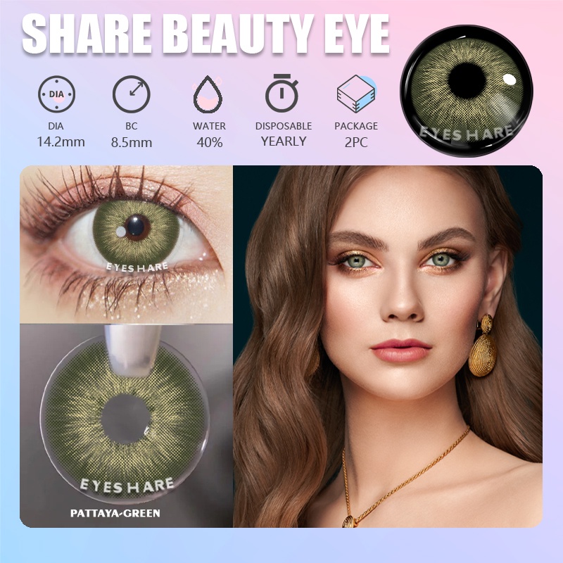 Eyeshare (2PCS) PATTAYA GREY Coloured Big Eye Soft Contact Lens Yearly use Korean Eyes 【COD &amp; ready stock】