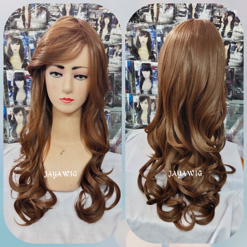 Wig Curly Panjang 55cm Rambut Palsu Wanita Model Keriting