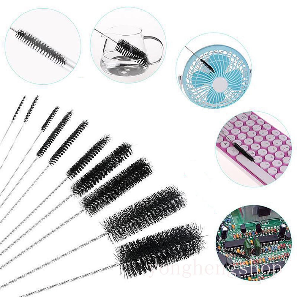 10pcs/set Rumah Sikat Pembersih Nilon Set Tabung Reaksi Botol Sedotan Alat Cuci Cleaner Tabung Pipa Alat Pembersih Keyboard Brushes