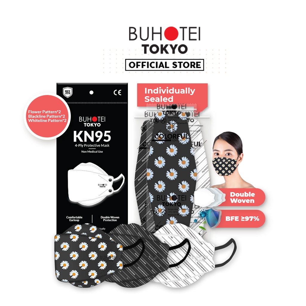 BUHOTEI Disposable Masker wajah EVO Earloop Face Mask Kesehatan masker medis-BH-Mix 6pcs (3Color)