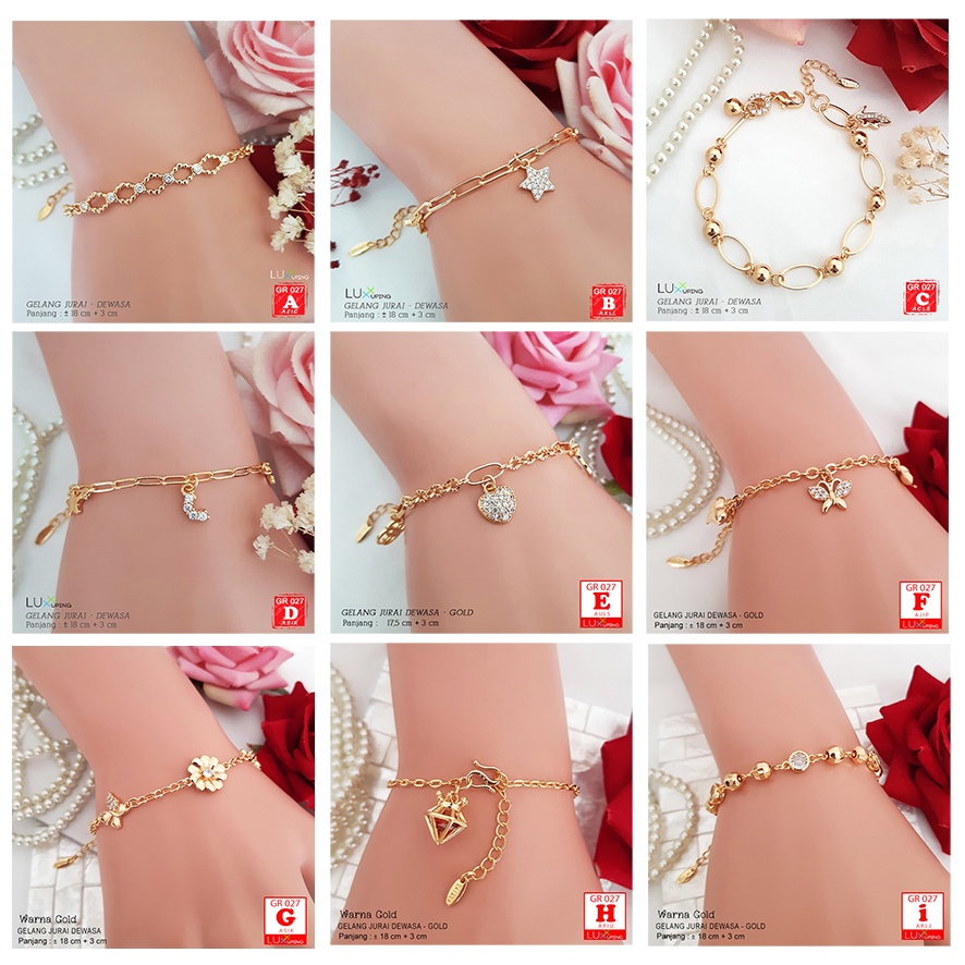 GR 027  Gelang Tangan Dewasa Mata Zirkon Kupu Bunga Perhiasan Xuping  Lapis Emas Luxx Xuping