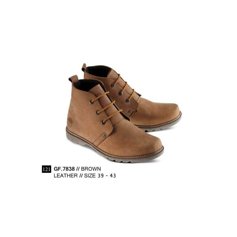 🔥BEST SELLER🔥 Men Casual Sepatu Boot Kasual Pria Kulit Coklat Golfer GF.7838 murah asli ori
