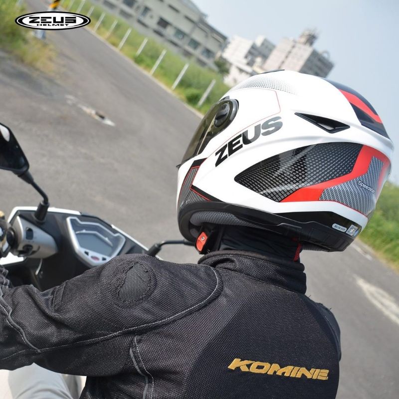 HELM ZEUS FULL FACE 811 White AL6 Black Red - FREE SMOKE VISOR  ORIGINAL ( ONGKIR 2KG )