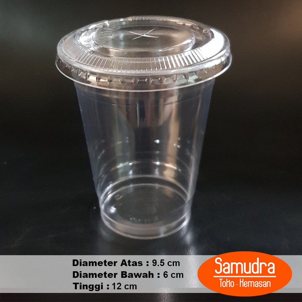 Gelas Plastik PET 16 oz + tutup / Plastic Cup