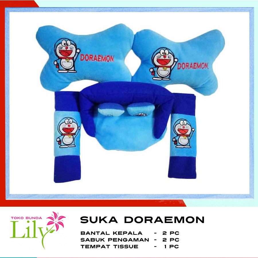 Bantal Mobil Doraemon Aksesoris Mobil 3in1 Bantal Doraemon