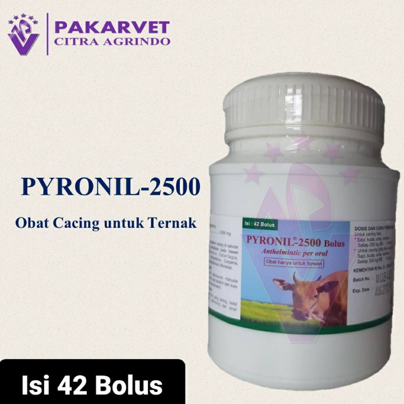 PYRONIL 2500 ISI 42 BOLUS Obat Cacing Ternak Pyridam