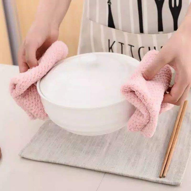 (CTSHOP1) Kain Lap Piring Anti Minyak Bahan MicrobuluSaputangan lap Tangan Microfiber Anti Lengket Kain Lap Dapur LapMobil