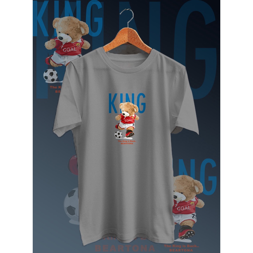 KAOS DISTRO PRIA COTTON COMBED PE 30S DEPAN /TSHIRT GAMBAR DIGITAL FULLPRINT BEAR KING NECK/LENGAN PENDEK