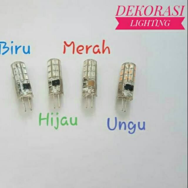 Lampu halogen Kacang LED G4/MR16 3014 220V mini / red, biru,hijau,ungu