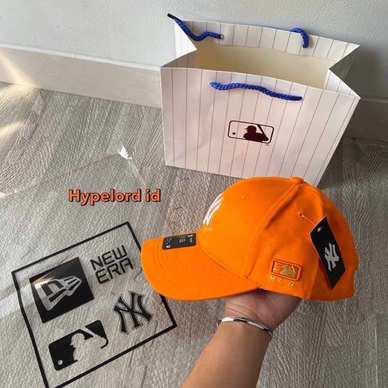 Topi Ny Newyork Cap Orange Logo White Yankess