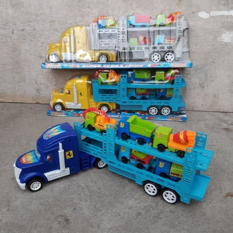 Mainan Truk Angkut Mobil Kontruksi Besar - Truck Hauler Tarik Anak - Bahan Plastik - SNI - Panjang