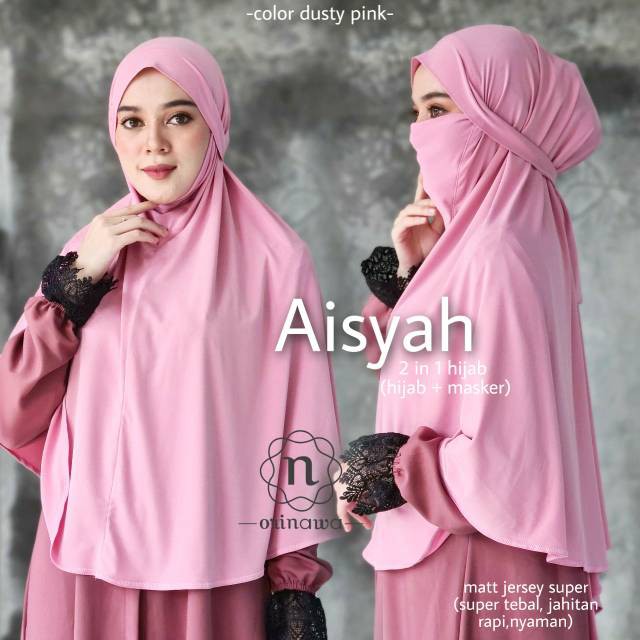 Aisyah 2in1 Hijab Original Nawa / Orinawa Bergo / Jilbab Material Jersey Premium