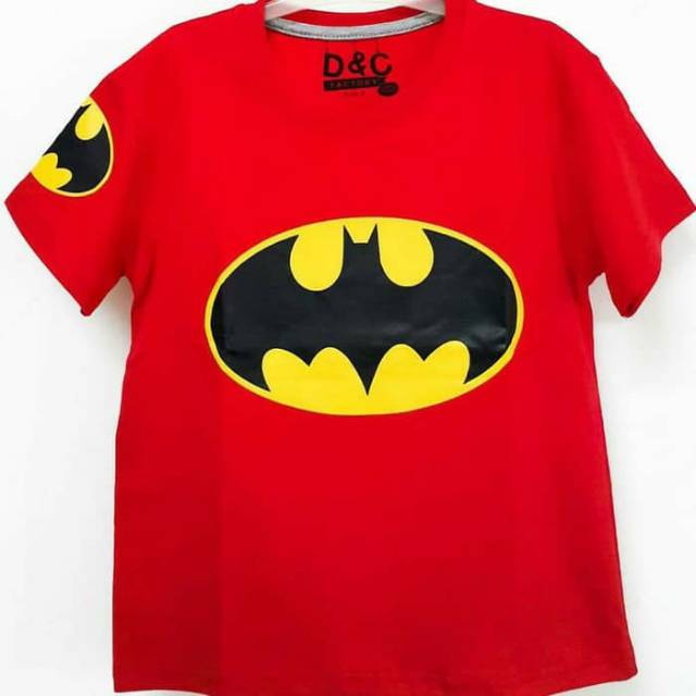 Kaos anak 1 2 3 4 5 6 Tahun Logo Karakter Superhero Batman - Merah