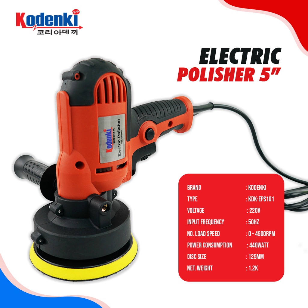 KODENKI EPS101 Mesin Poles Mobil 5 Inch Polisher Alat Poles Motor