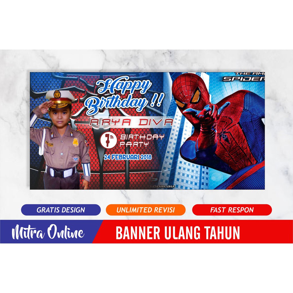 Keren Banner Ulang Tahun Spiderman Erlie Decor