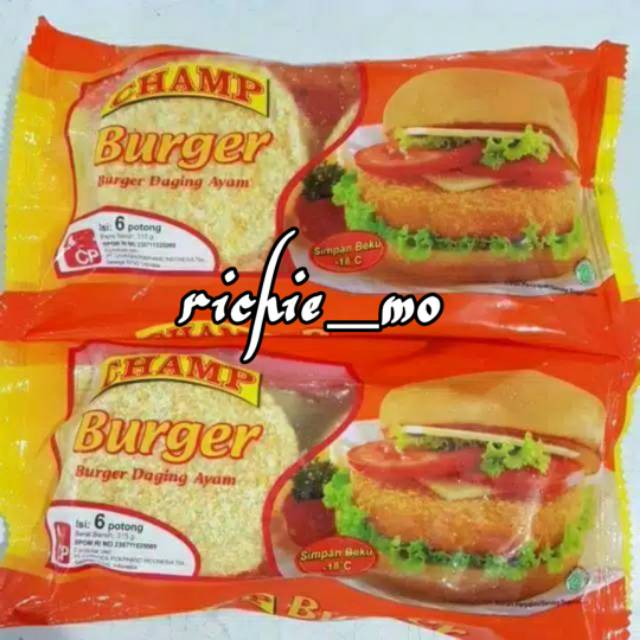 

Champ Chicken Burger isi 6 pcs-Burger Ayam- Daging burger ayam